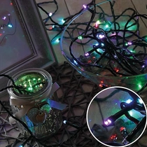 Karácsonyi LED fényfüzér, rizsszem kültéri füzér IP44, 100 db RGB LED
