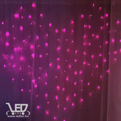 Valantin napra, esküvőre szív alakú függöny, 32 db kis szív, 122 db pink LED-del átlátszó vezeték