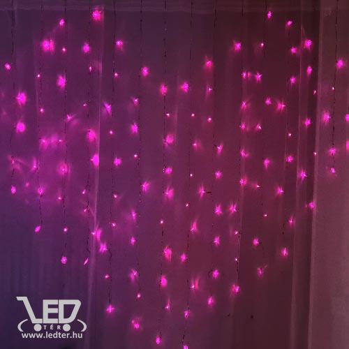 Valantin napra, esküvőre szív alakú függöny, 32 db kis szív, 122 db pink Leddel, átlátszó vezeték, 8 funkciós vezérlő, 5V, USB csatlakozó!