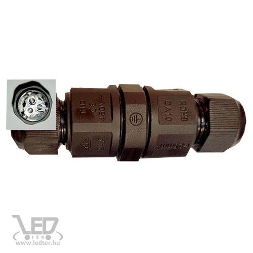 IP67 kötődoboz henger, 20A, maximum 3x2,5mm vezetékhez! Fekete
