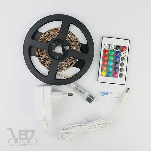 RGB Led szalag csomag, 3 méter RGB Led szalag 30 Ledes, 24 gombos infrás vezérlő, 1,5A tápegység