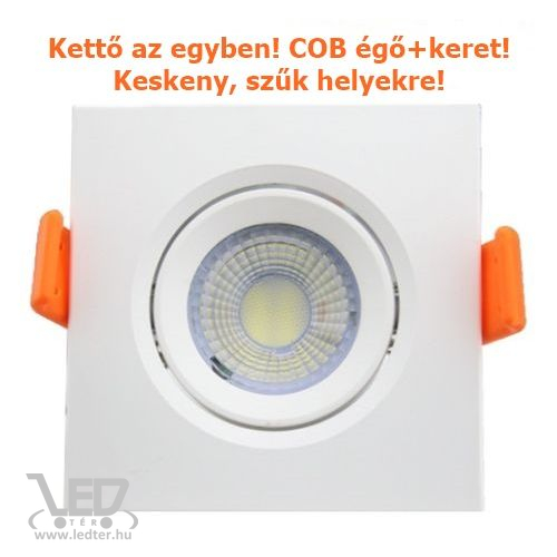 COB LED spot lámpatest szögletes középfehér 5W 500 lumen
