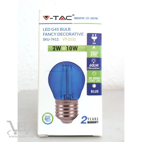 Kis körte E27 LED égő kék 2W 60 lumen