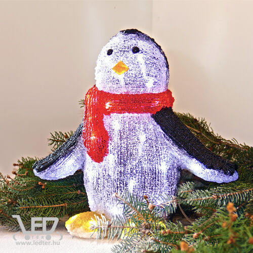 Karácsonyi figura, pingvin IP44, kültérre is! 25x20x30 cm, 48 db hideg fehér leddel.