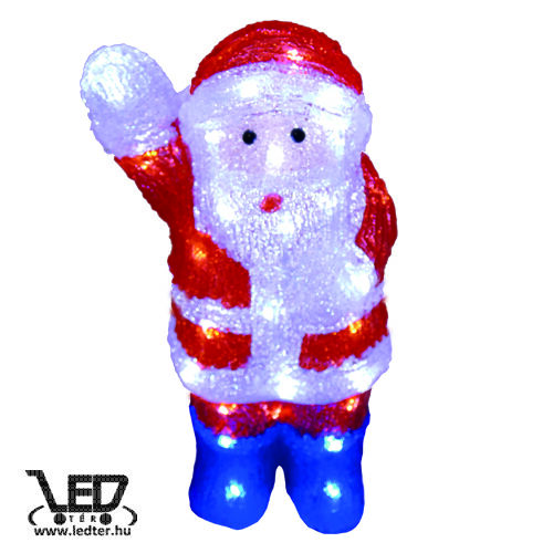 Karácsonyi télapó figura IP44, kültérre is! 36x23x40 cm, 48 db hideg fehér leddel, kék lábbal